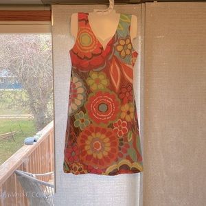 😍 2/$40 Before & Again floral dress above knee mod 60s style